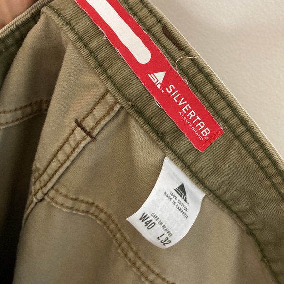 Vintage Levi's Silvertab Pants Mens 40 x 32 Beige Tan Wide Leg Carpenter Y2K - Picture 14 of 16